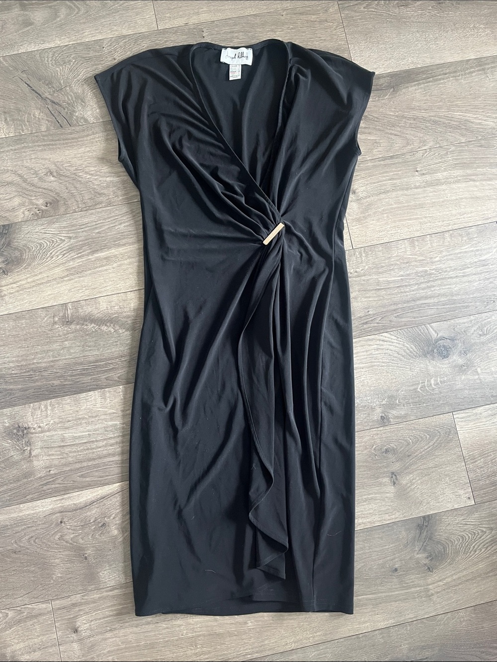 Joseph Ribkoff Black Wrap Midi Sheath Dress
